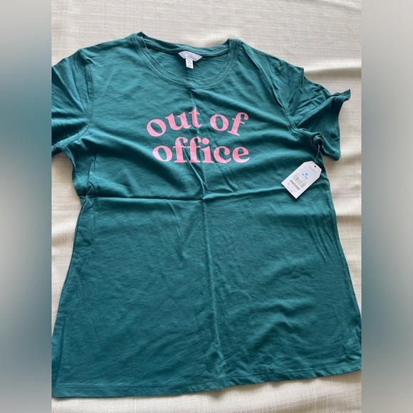 *NWT* Women's Time&Tru "Out of Office" Cotton T-Shirt - Sz. M - Picture 1 of 3